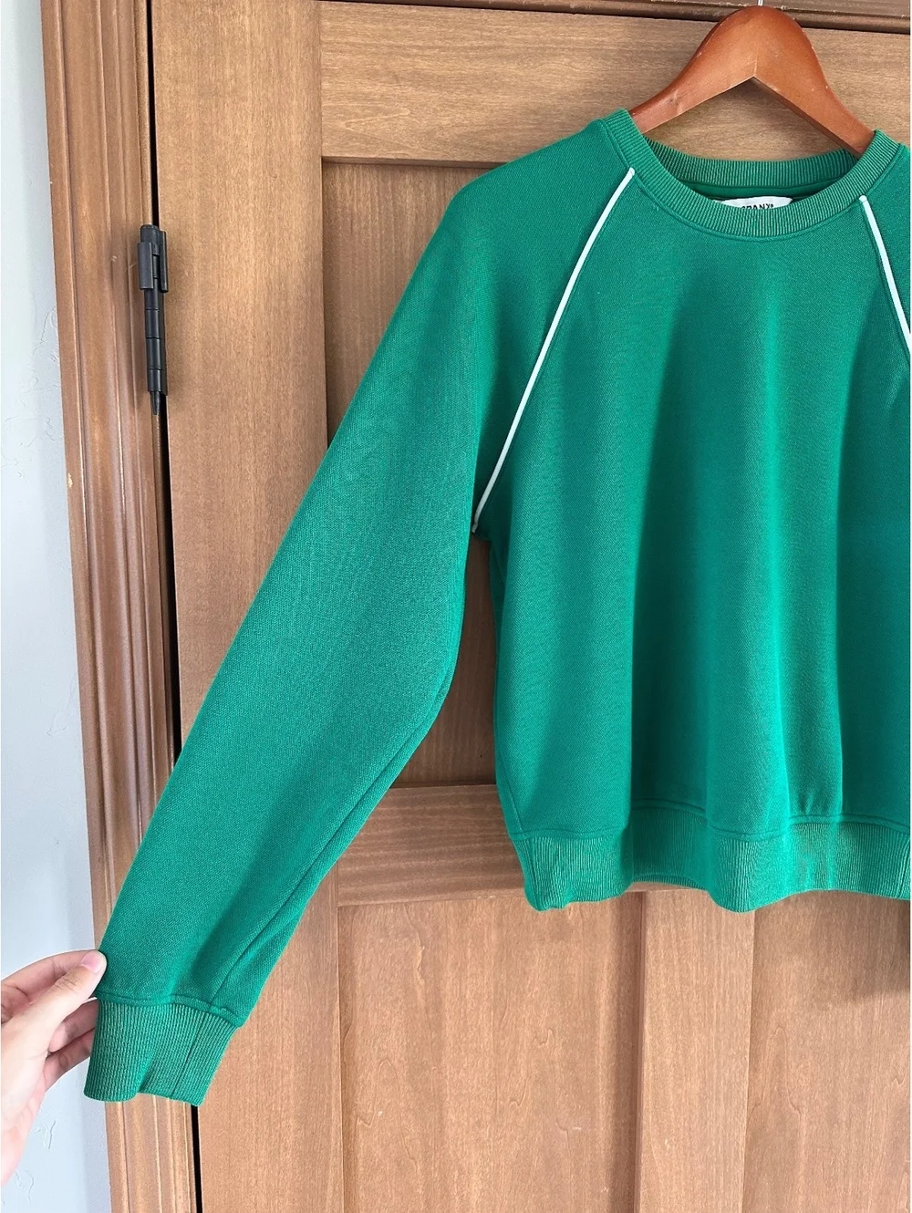 SPANX Airpiqué Long Sleeve Crewneck Top Field Green Women’s Small 21351R